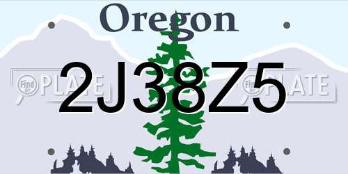 2J38Z5 Oregon License Plate