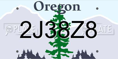 2J38Z8 Oregon License Plate