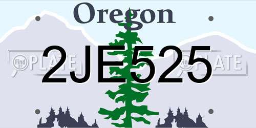 2JE525 Oregon License Plate