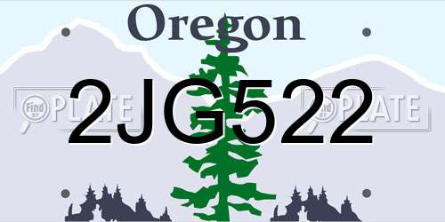 2JG522 Oregon License Plate