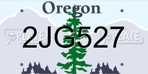 2JG527 Oregon License Plate