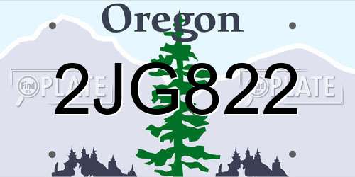 2JG822 Oregon License Plate