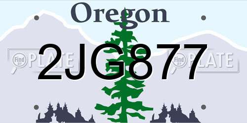 2JG877 Oregon License Plate