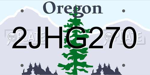 2JHG270 Oregon License Plate