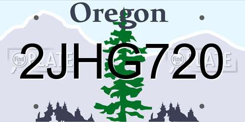 2JHG720 Oregon License Plate