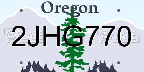 2JHG770 Oregon License Plate
