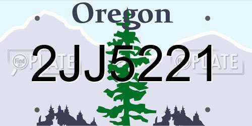 2JJ5221 Oregon License Plate