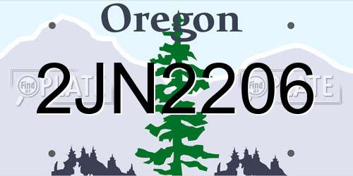 2JN2206 Oregon License Plate
