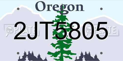 2JT5805 Oregon License Plate