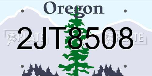 2JT8508 Oregon License Plate