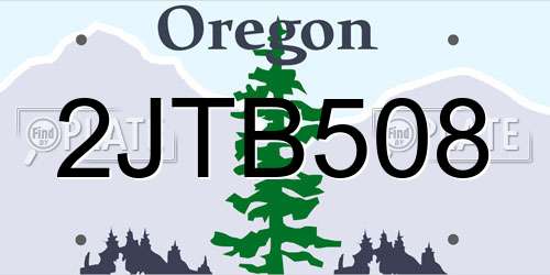 2JTB508 Oregon License Plate