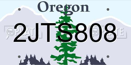 2JTS808 Oregon License Plate