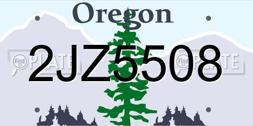 2JZ5508 Oregon License Plate