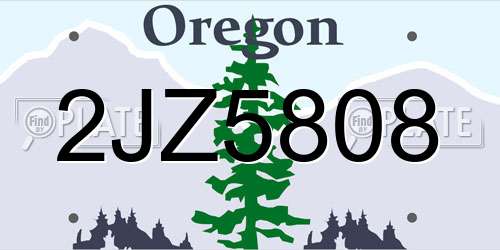 2JZ5808 Oregon License Plate