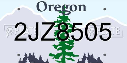 2JZ8505 Oregon License Plate