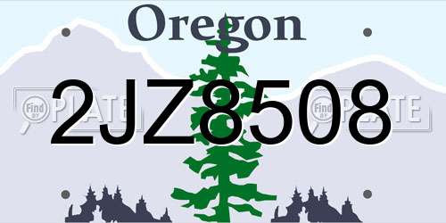 2JZ8508 Oregon License Plate