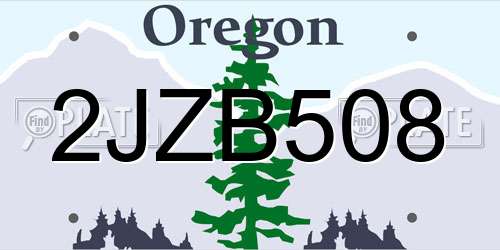 2JZB508 Oregon License Plate