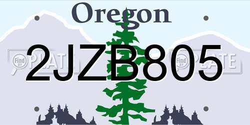 2JZB805 Oregon License Plate