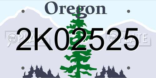 2K02525 Oregon License Plate