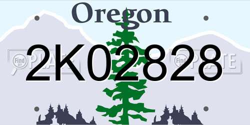 2K02828 Oregon License Plate