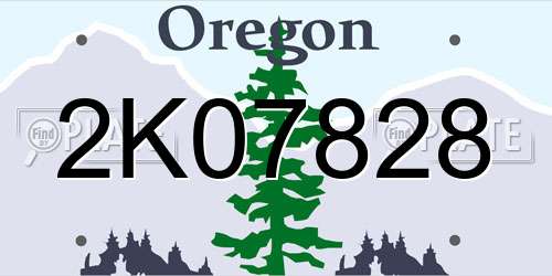 2K07828 Oregon License Plate