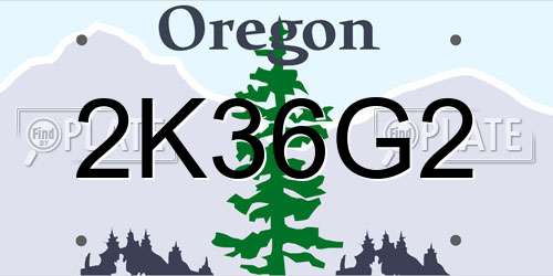 2K36G2 Oregon License Plate