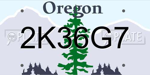 2K36G7 Oregon License Plate