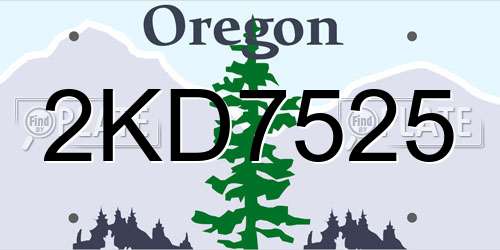 2KD7525 Oregon License Plate