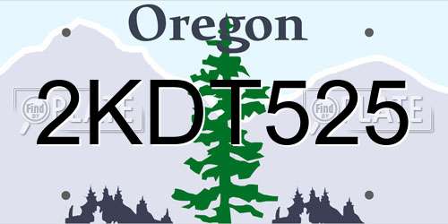 2KDT525 Oregon License Plate