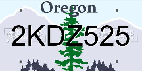 2KDZ525 Oregon License Plate