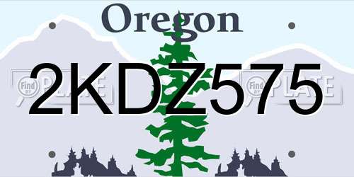 2KDZ575 Oregon License Plate