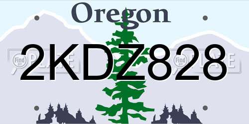 2KDZ828 Oregon License Plate