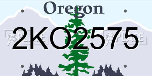 2KO2575 Oregon License Plate