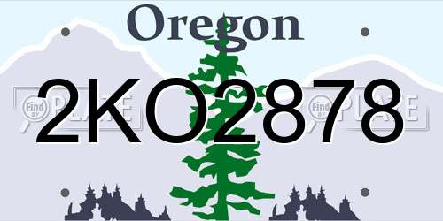 2KO2878 Oregon License Plate