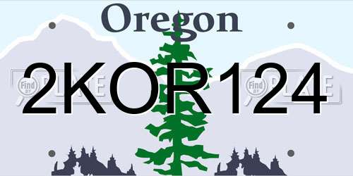 2KOR124 Oregon License Plate