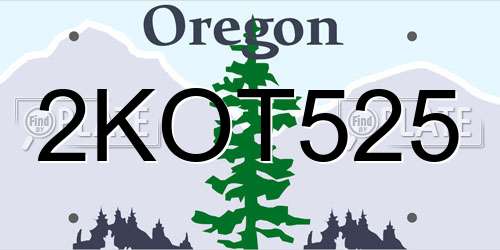 2KOT525 Oregon License Plate