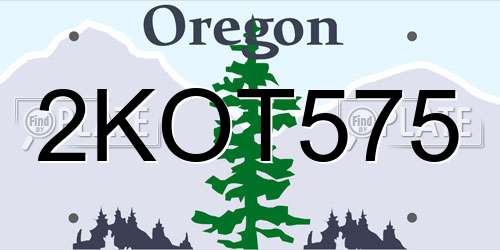 2KOT575 Oregon License Plate