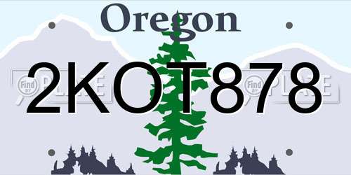 2KOT878 Oregon License Plate