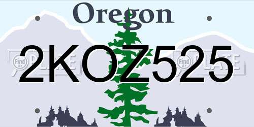 2KOZ525 Oregon License Plate