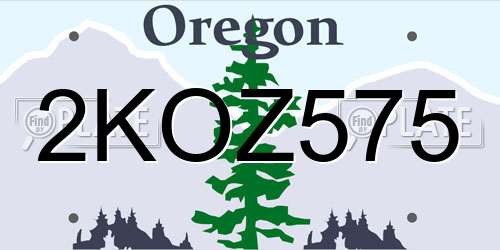 2KOZ575 Oregon License Plate
