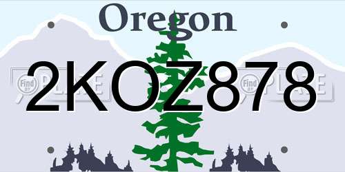 2KOZ878 Oregon License Plate