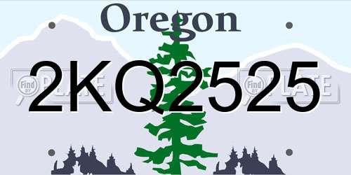 2KQ2525 Oregon License Plate