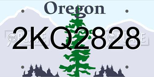 2KQ2828 Oregon License Plate