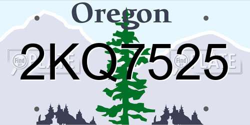 2KQ7525 Oregon License Plate