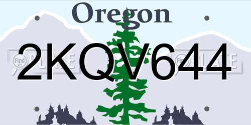 2KQV644 Oregon License Plate