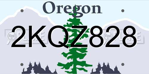 2KQZ828 Oregon License Plate