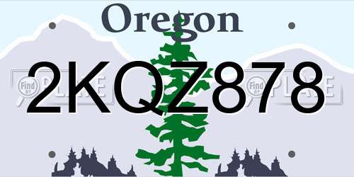 2KQZ878 Oregon License Plate