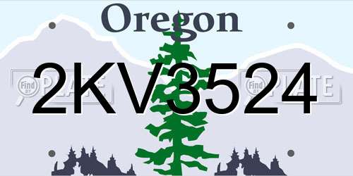 2KV3524 Oregon License Plate