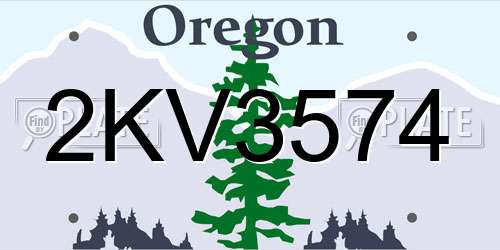 2KV3574 Oregon License Plate