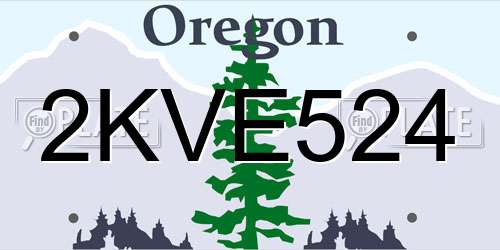 2KVE524 Oregon License Plate